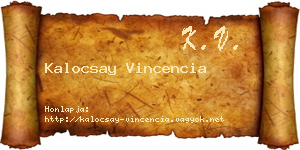 Kalocsay Vincencia névjegykártya